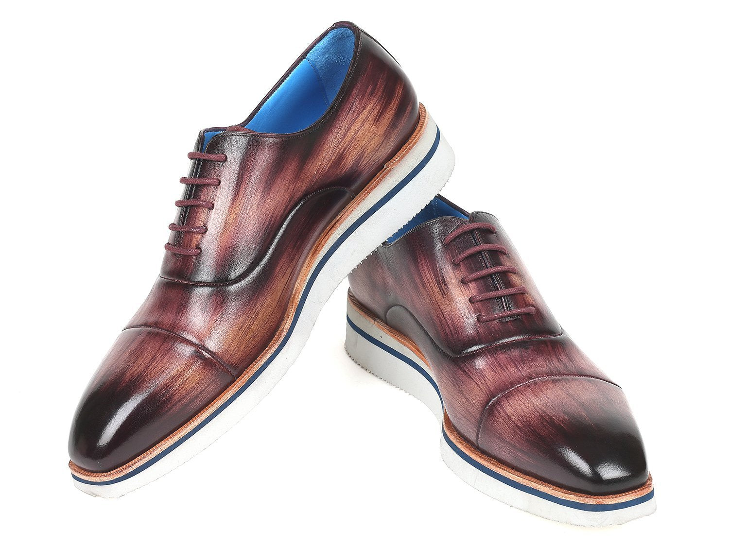 Paul Parkman Oxfords intelligents et décontractés pour hommes en cuir violet (ID#185-PRP-LTH)