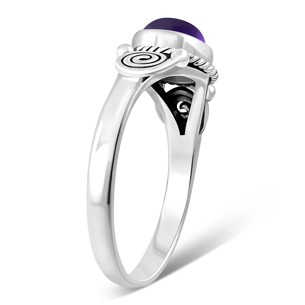 Amethyst Spiral Sterling Silver Ring