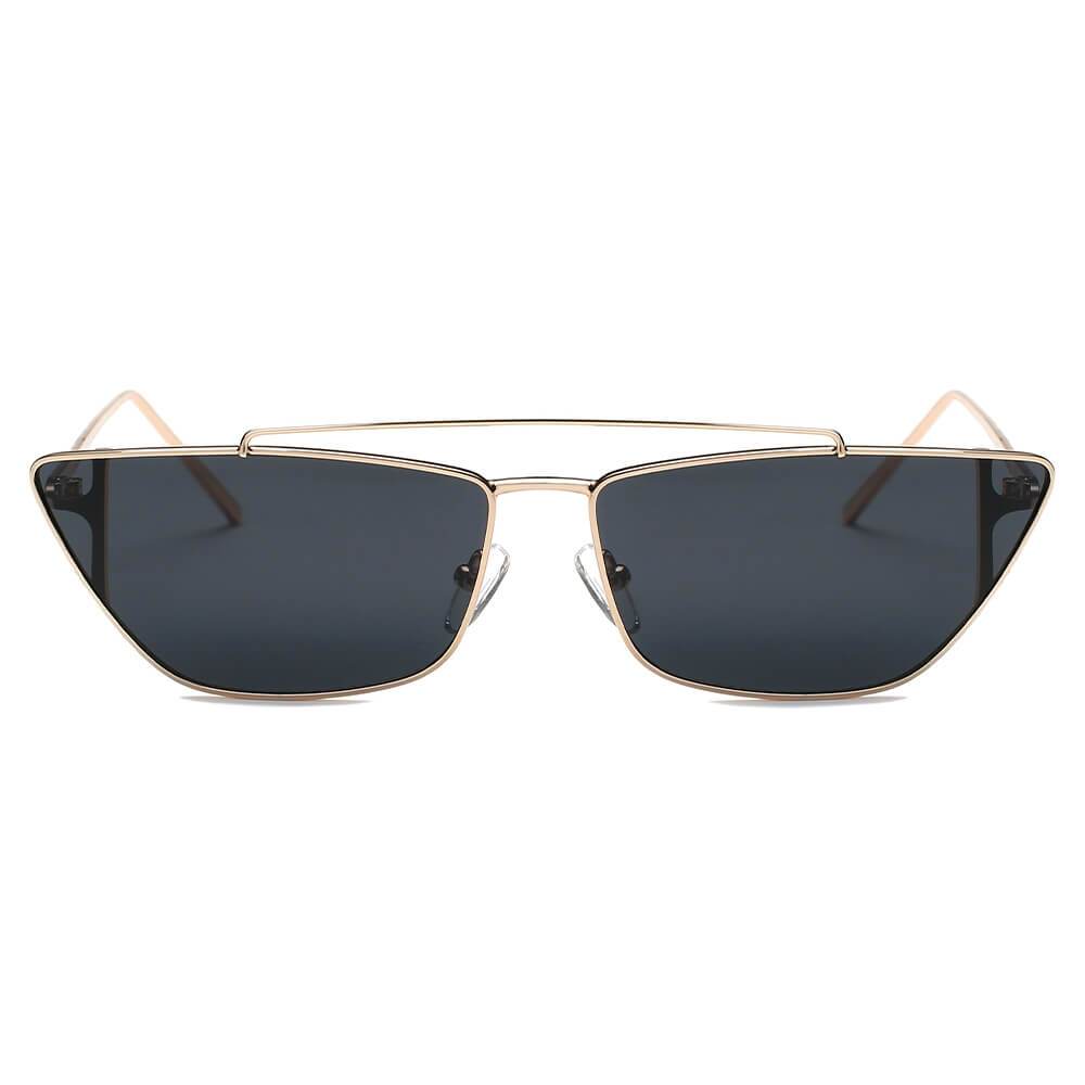 ESTEVAN | Women Metal Retro Flat Lens Rectangular Sunglasses