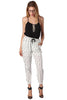 Cream Pants With Contrast Geo-Tribal Print