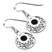 Black Onyx Round Celtic Knot Silver Earrings