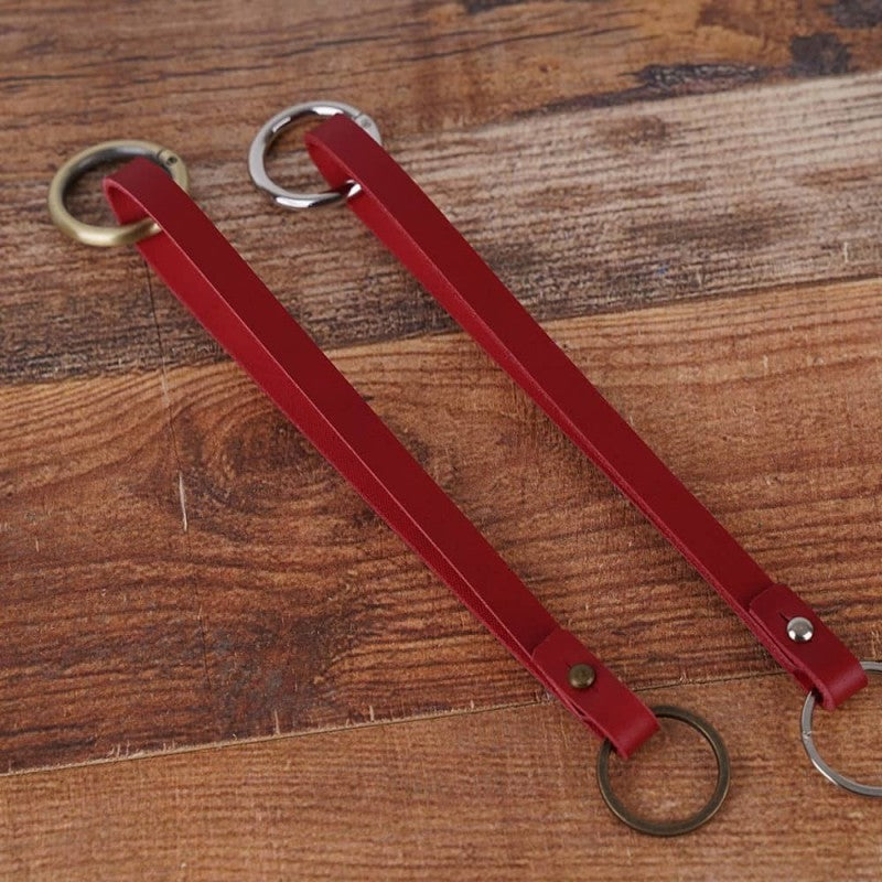 Leather Key Strap Lanyard in Cherry Red to Secure Keys