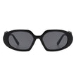 Glittera - Rectangle Retro Oval Chic Round Lens Leaf Design Fashion Sunglasses