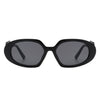 Glittera - Rectangle Retro Oval Chic Round Lens Leaf Design Fashion Sunglasses