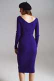 Robe midi moulante en maille avec encolure en V en violet