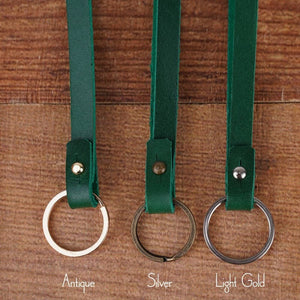 Leather Key Strap Lanyard in Emerald Green to Secure Keys
