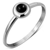 Simple Round Black Onyx Silver Ring