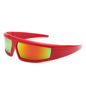 Starwise - Lunettes de soleil rectangulaires enveloppantes à dessus plat Y2K Sports futuristes