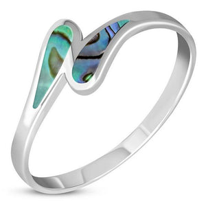 Abalone Shell Silver Drops Ring