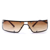 Ustia - Rectangle Narrow Tinted Wraparound Fashion Sunglasses