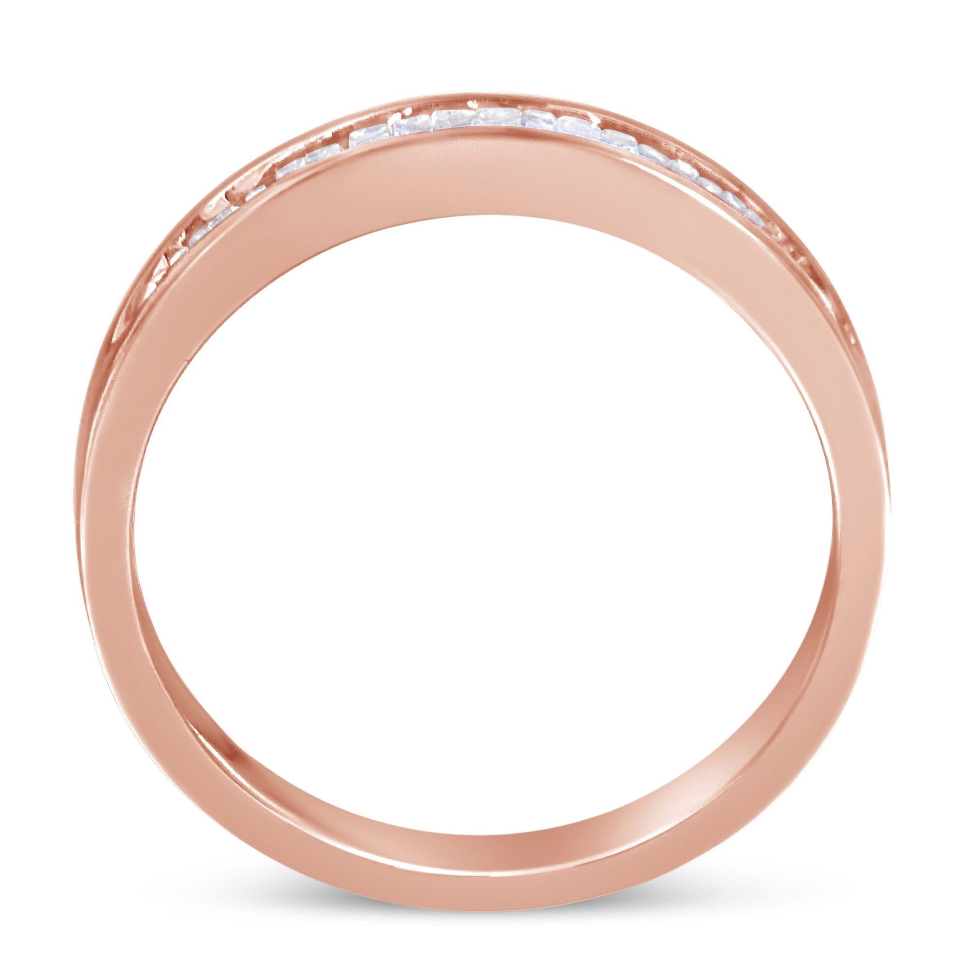 10K Rose Gold Over .925 Sterling Silver 1/5 Cttw Diamond Channel-Set