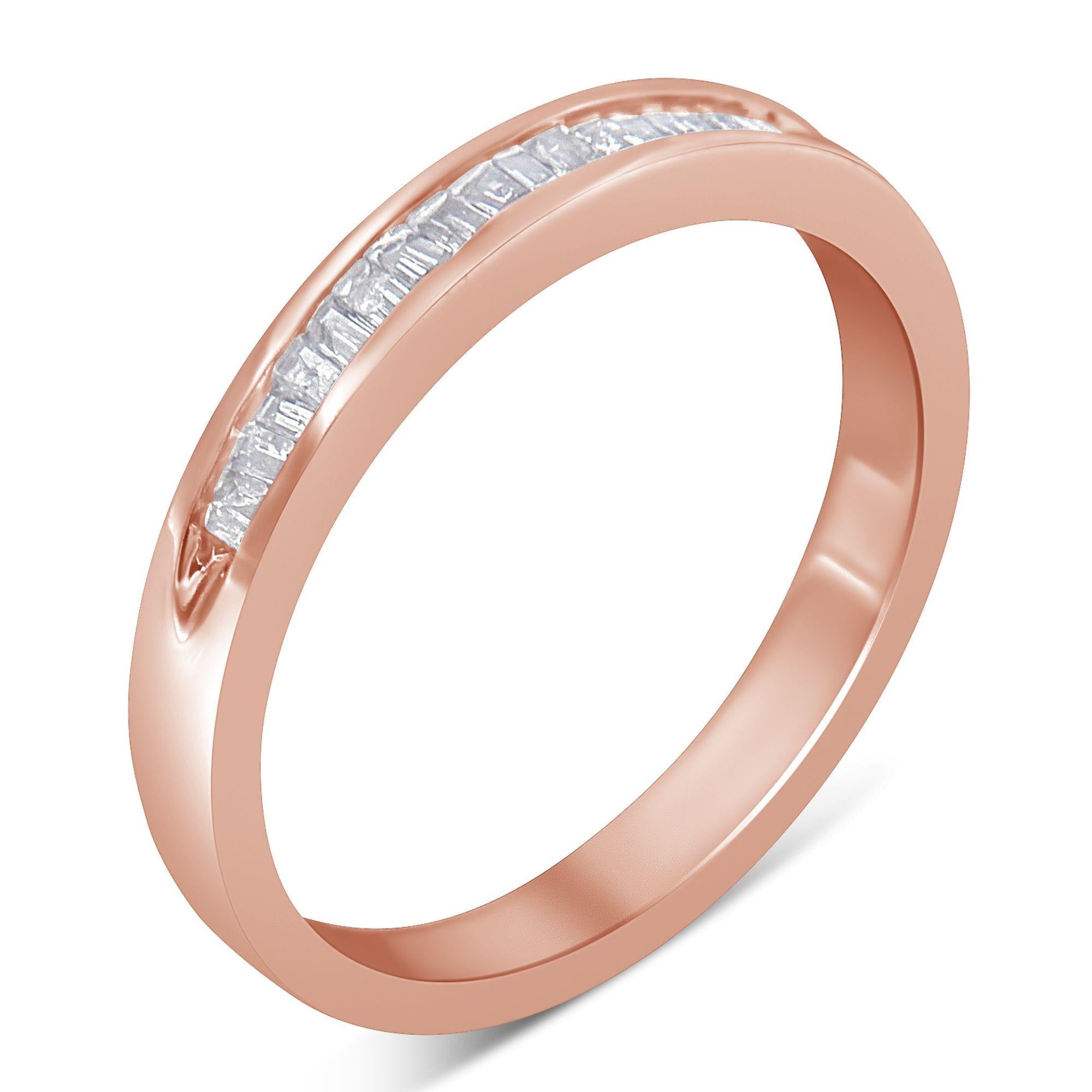 10K Rose Gold Over .925 Sterling Silver 1/5 Cttw Diamond Channel-Set