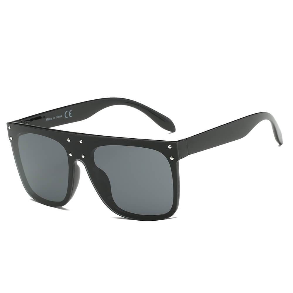 AKRON | Flat Top Oversize Mirrored Square Sunglasses Circle