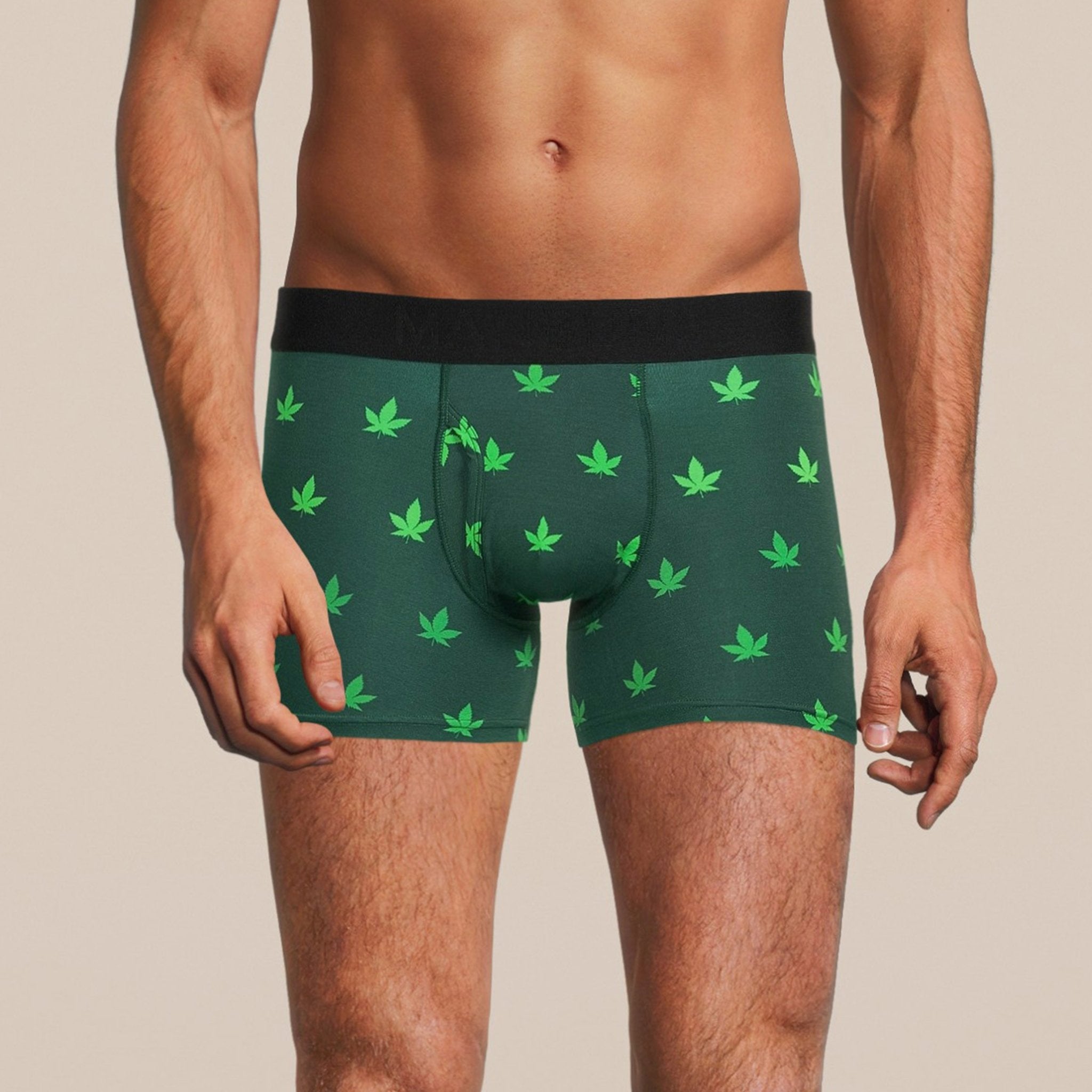 Men's Weed Boxer Brief Underwear With Pouch