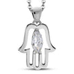 Clear CZ Hamsa Silver Pendant