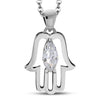 Clear CZ Hamsa Silver Pendant