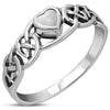 Celtic Knot Mother of Pearl Heart Silver Ring