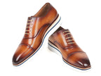 Paul Parkman Oxfords décontractés intelligents pour hommes en cuir marron et camel (ID#185-BRW-LTH)