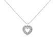 .925 Sterling Silver 1.0 Ctw Diamond Shadow Open Heart Halo 18