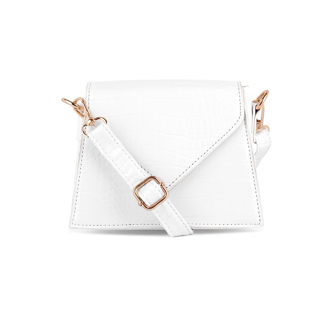 Sac à bandoulière blanc en forme de croco mini-enveloppe