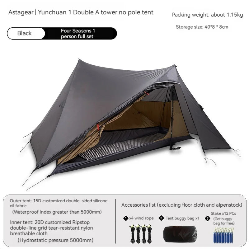 Double-Sided Silicon-Coated Pyramid Tent