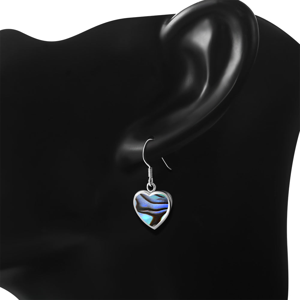 Boucles d'oreilles en argent coeur coquille d'ormeau