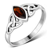 Silver Celtic Ring Set W/ Garnet Stone