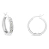 .925 Sterling Silver 1/10 Cttw Miracle Set Diamond Full Circle Hoop Earrings