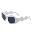 Shimmerz - Square Oversize Irregular Wavy Temple Design Fashion Sunglasses