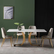 Italian Gold Modern Marble and Stainless Steel Table 6 Chairs