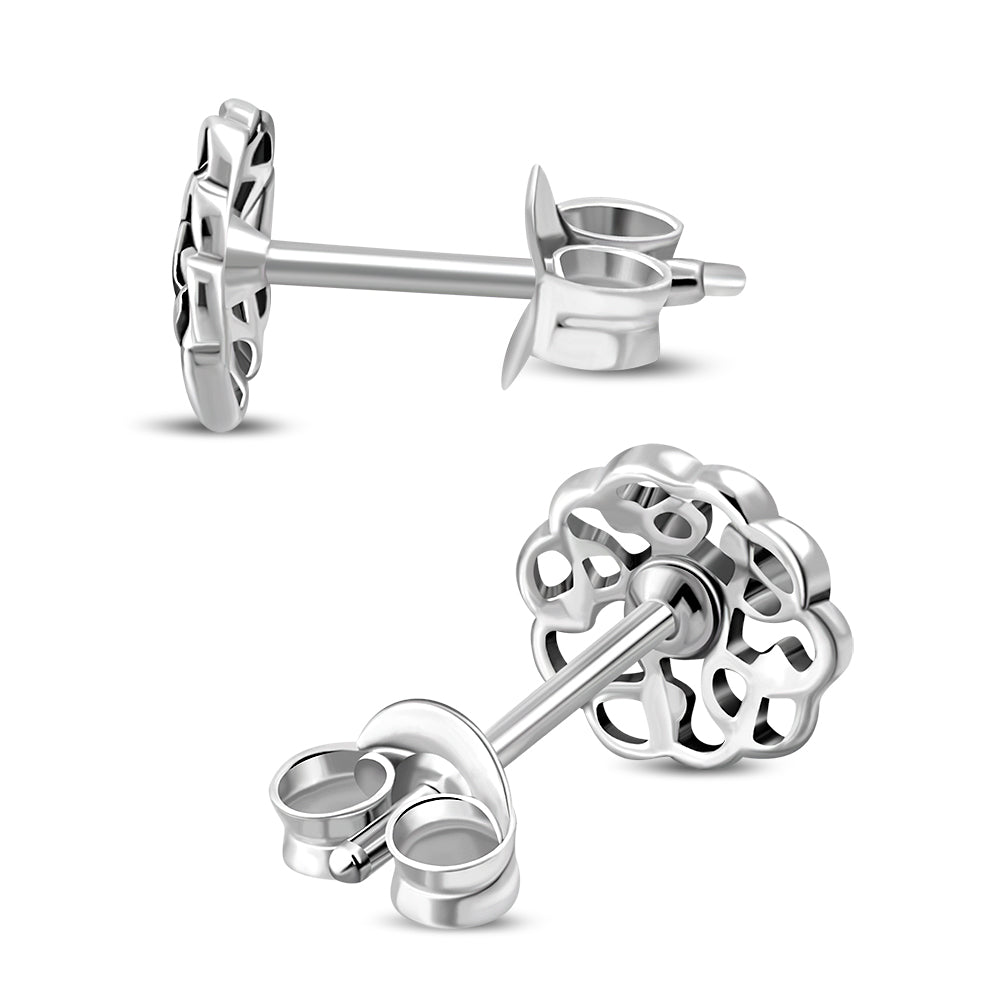 Round Celtic Knot Silver Stud Earrings