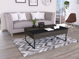 Lift Top Coffee Table Wuzz, Two Legs, Two Shelves - Espresso / Black