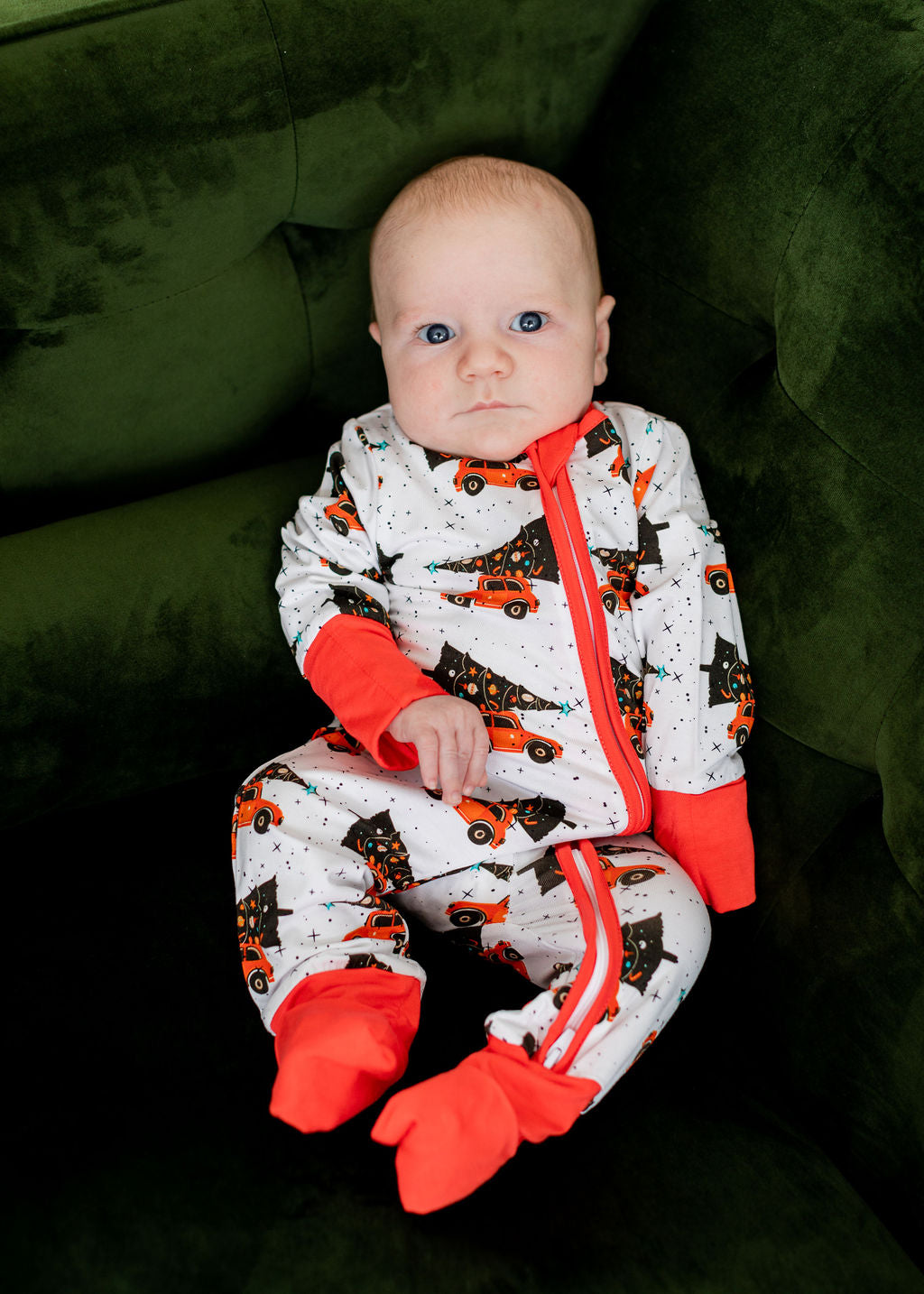 Tree-Mendous Christmas - Red - Long Sleeve Zipper Sleep Romper