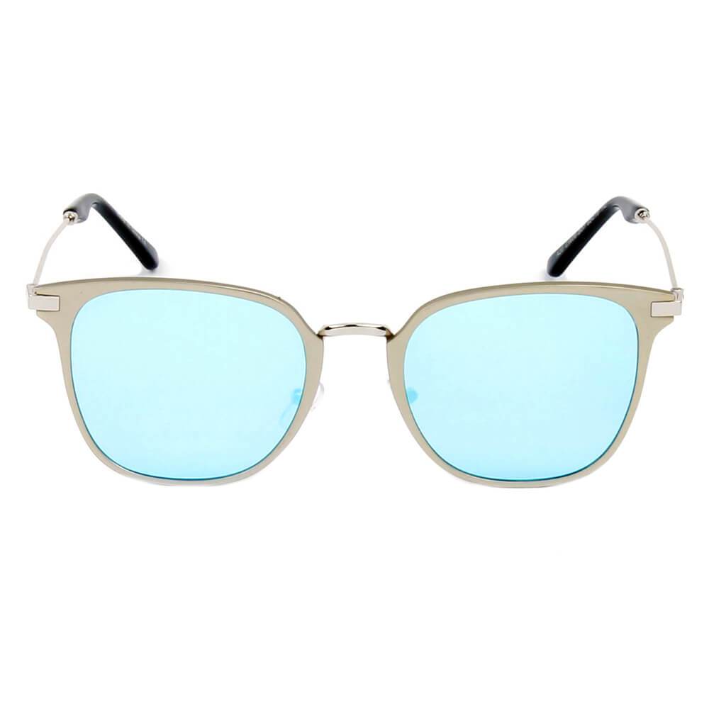 CAMBRIDGE | Pillowed Rectangle Flat Lens Horned Rim Sunglasses