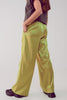 Pantalon large en satin, couleur citron vert acide