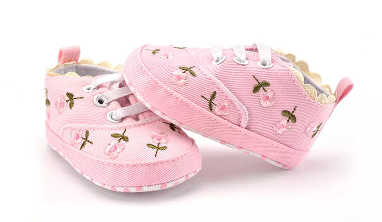 Chaussures Bébé Fille Dentelle Florale Brodée