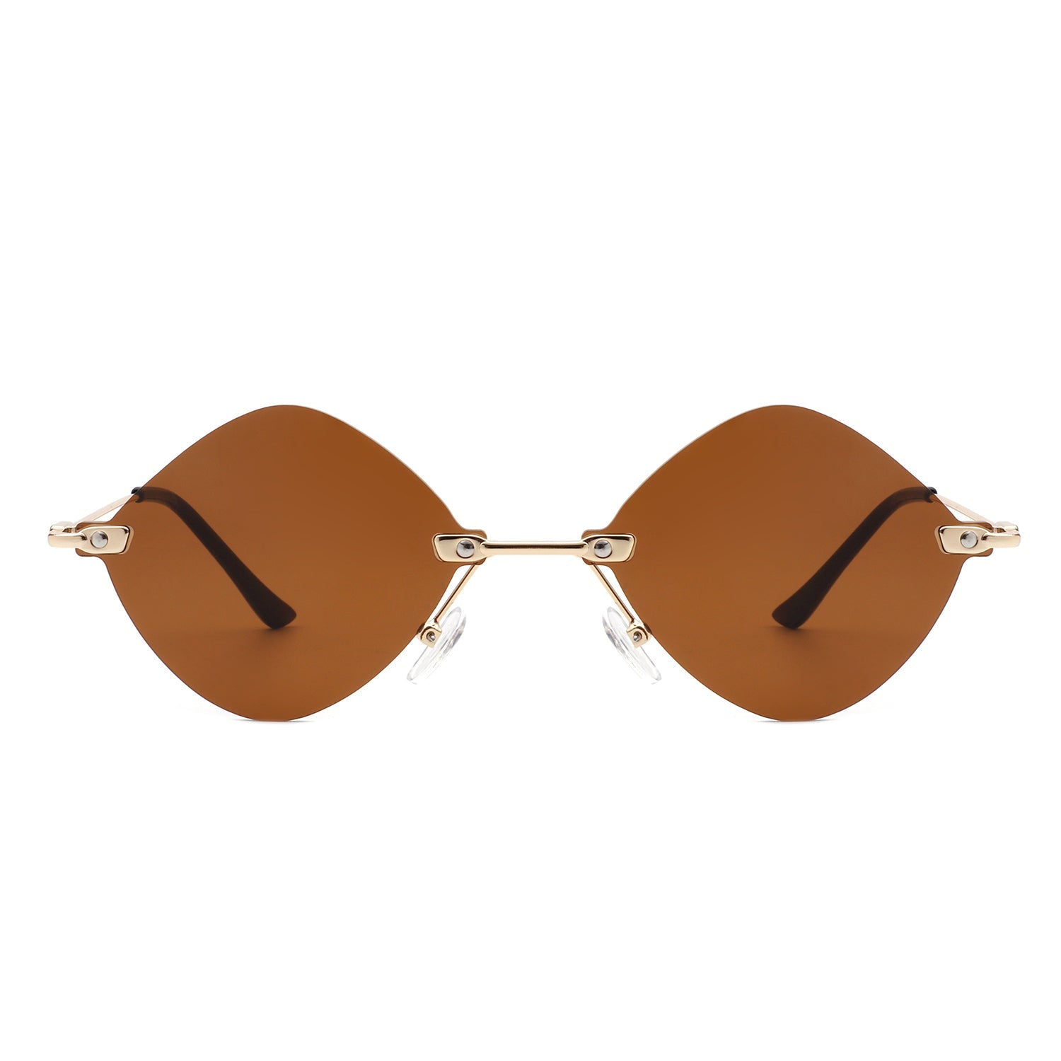 Bluewave - Rimless Retro Round Geometric Frameless Tinted Fashion Sunglasses