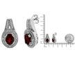 Boucles d'oreilles à tige en argent sterling .925 avec accents de diamants et grenat ovale rouge 8 x 6 mm