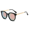 FINDLAY | Women's Retro Mirrored Lens Horned Rim Round Sunglasses