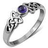 Amethyst Stone Cab Celtic Silver Ring