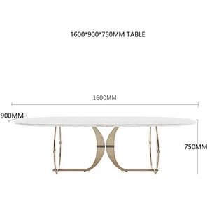 Italian Gold Modern Marble and Stainless Steel Table 6 Chairs