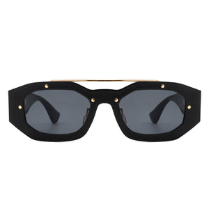 Xanadusk- Geometric Retro Irregular Brow-Bar Square Fashion Sunglasses