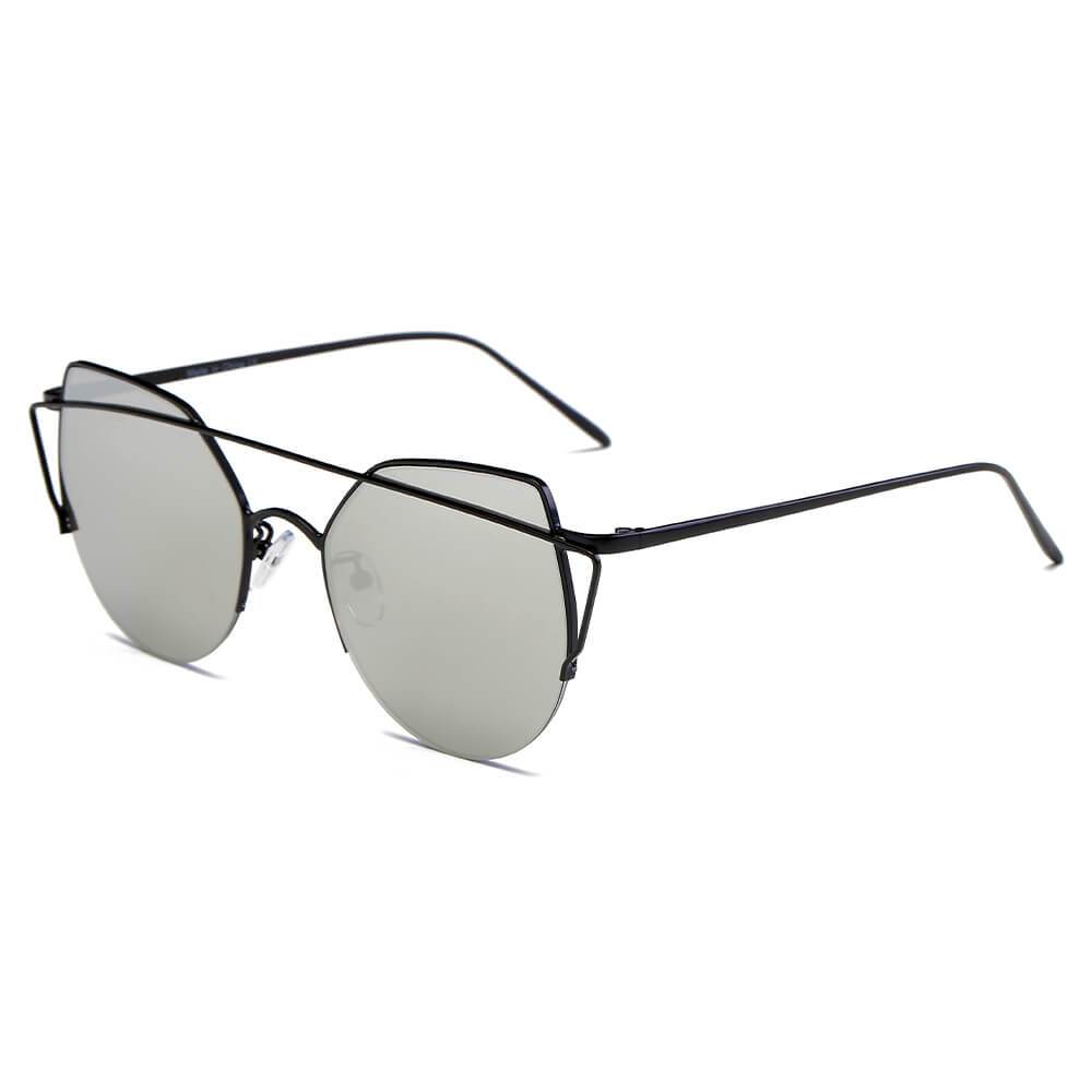 DILLON | Modern Cat Eye Mirrored Flat Lens Sunglasses Circle