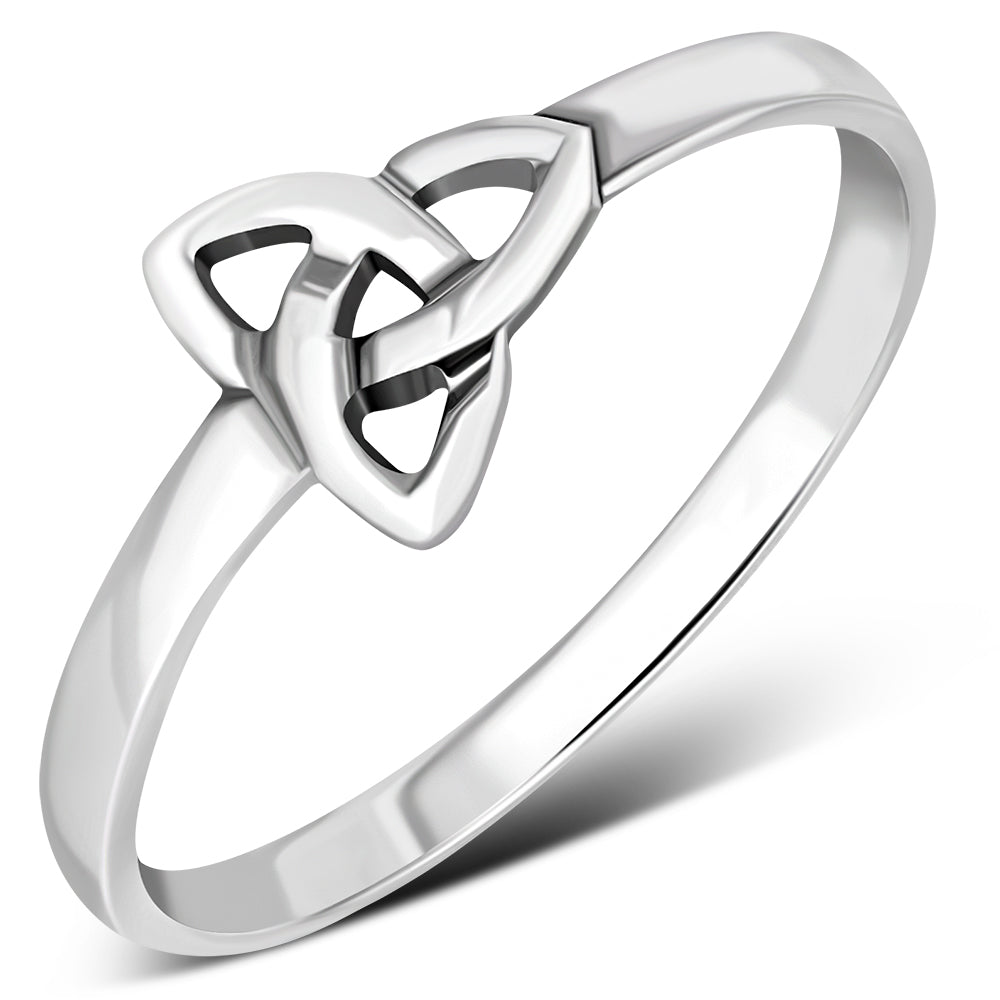 Bague avec nœud de la Trinité celtique en argent sterling uni