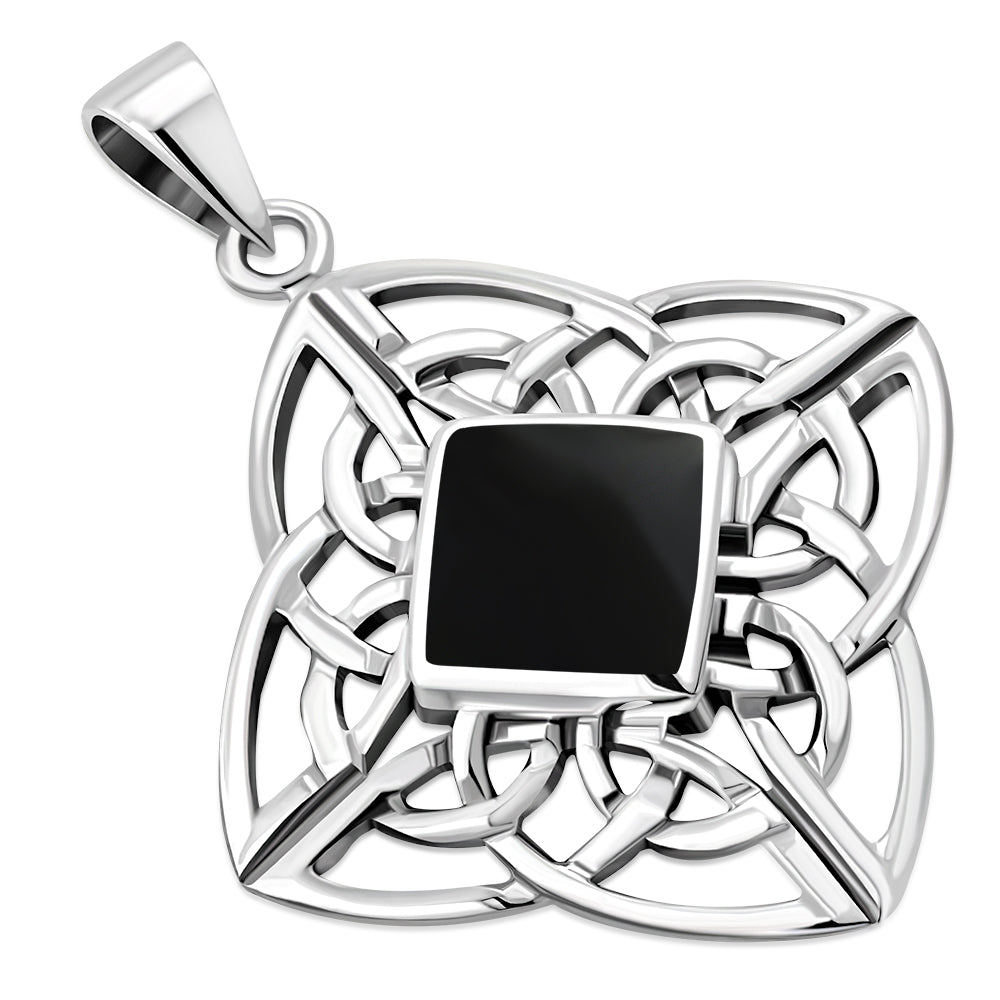 Pendentif celtique en argent sterling avec onyx noir