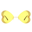 Quixotia - Rimless Butterfly Heart Shape Tinted Fashion Women Sunglasses