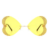 Quixotia - Rimless Butterfly Heart Shape Tinted Fashion Women Sunglasses