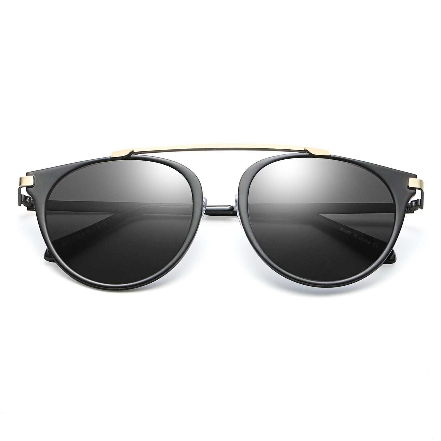 FRISCO | Modern Horn Rimmed Metal Frame Round Sunglasses