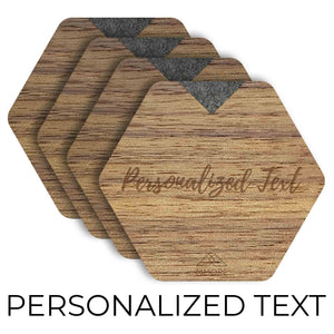 PERSONALIZED Wooden Coasters - American Walnut / Set of 4 Coasters