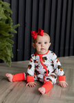 Tree-Mendous Christmas - Red - Long Sleeve Zipper Sleep Romper